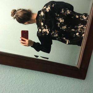 Silk Japanese flower bomber jacket